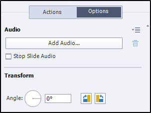 Audio option in Property Inspector