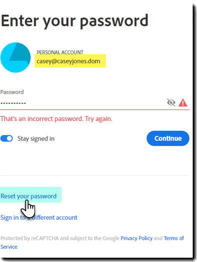 ACIS - Password fail