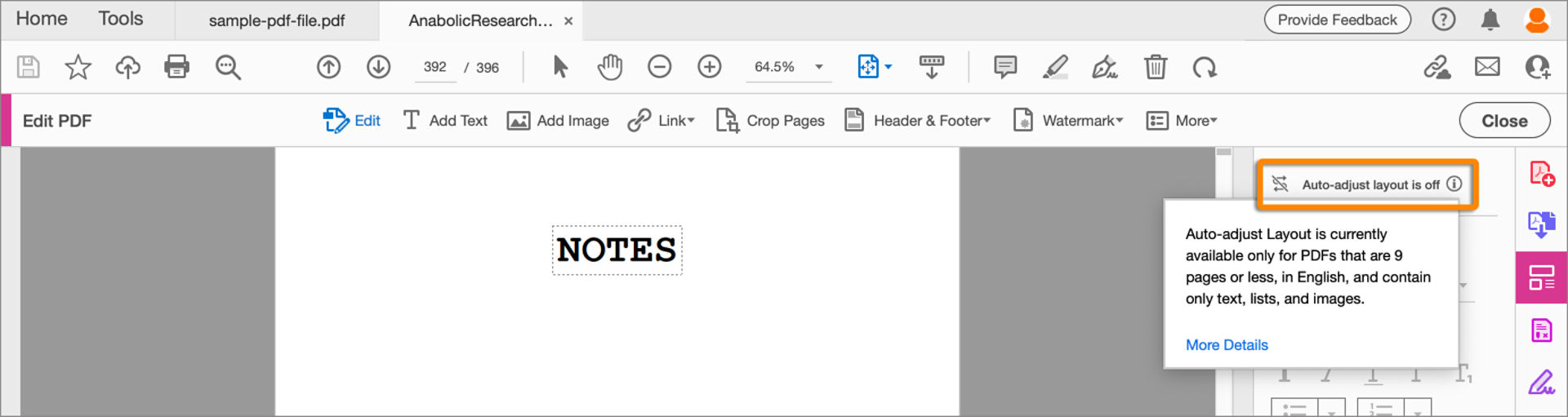 Auto-adjust layout off