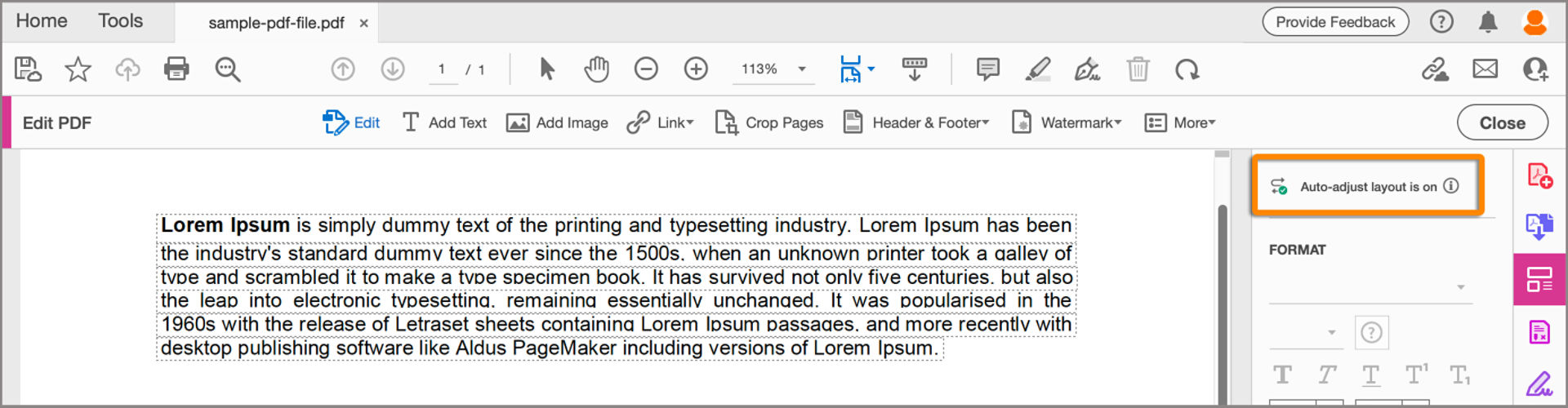 Auto-adjust mode turned on