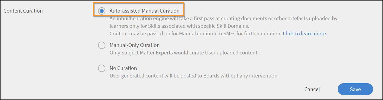 Enable auto curation of content