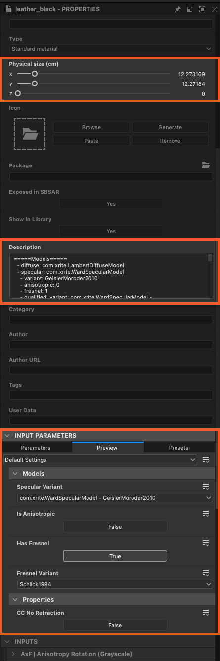 AxF: Substance graph parameters