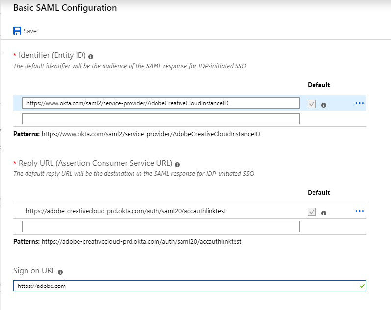 Basic SAML config