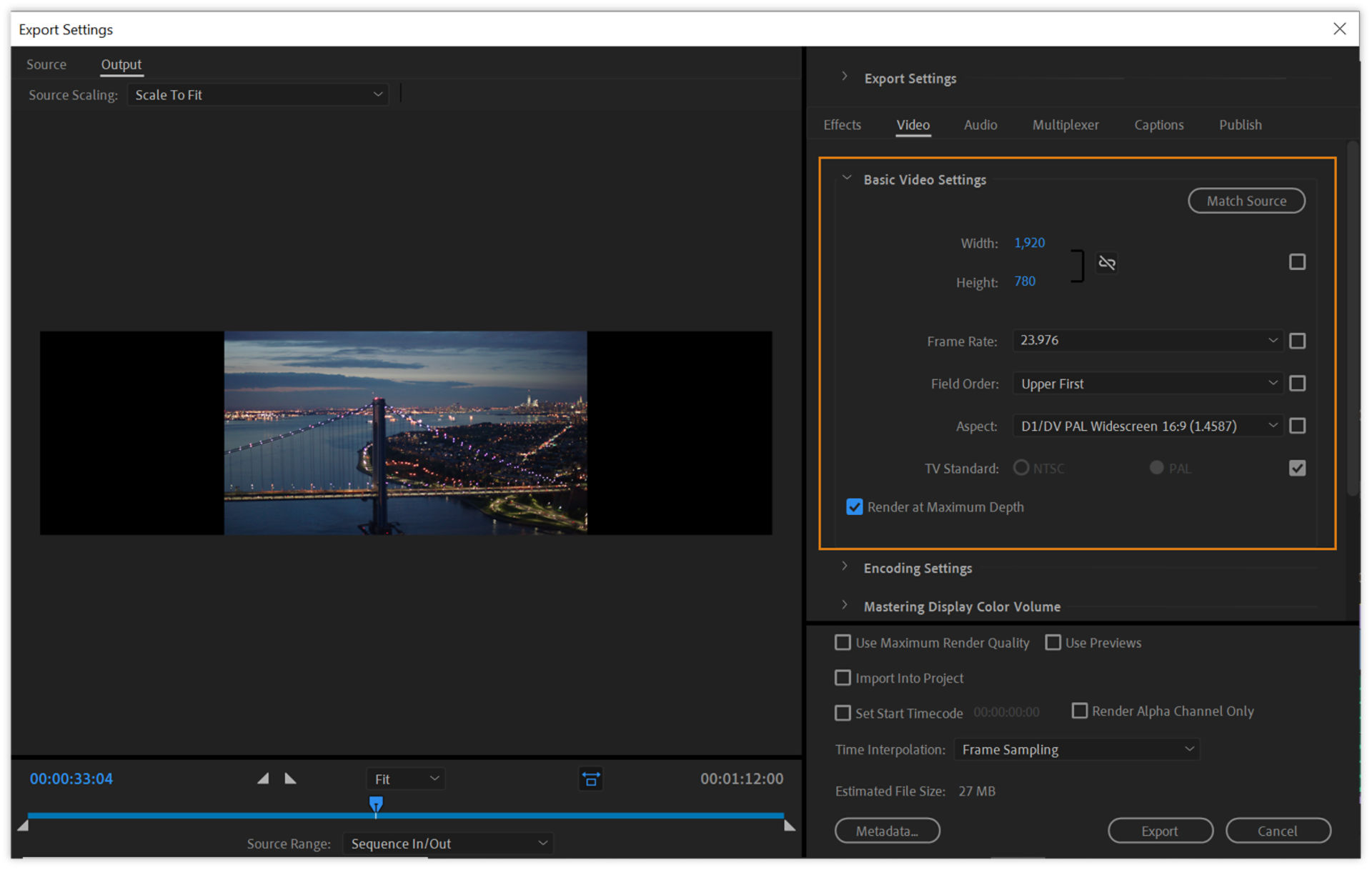 Basic video settings