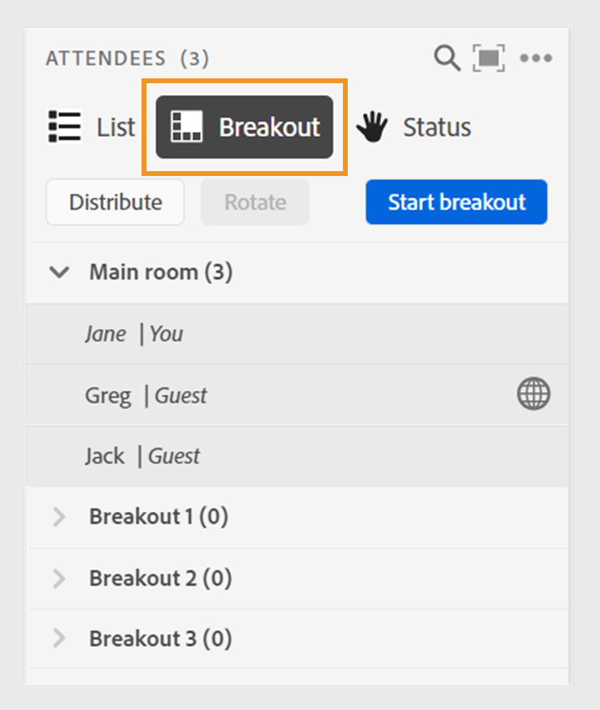 Breakout option from Attendees pod