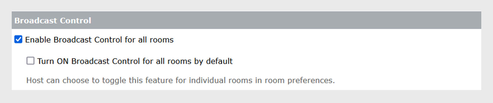 Broadcast control options in Connect central