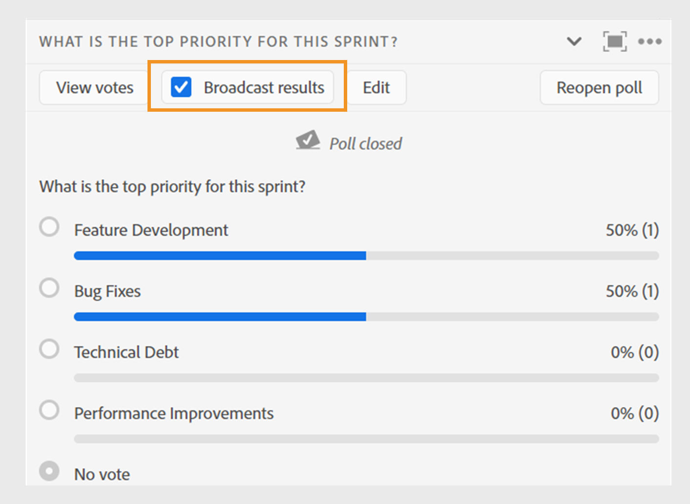 Broadcast poll results