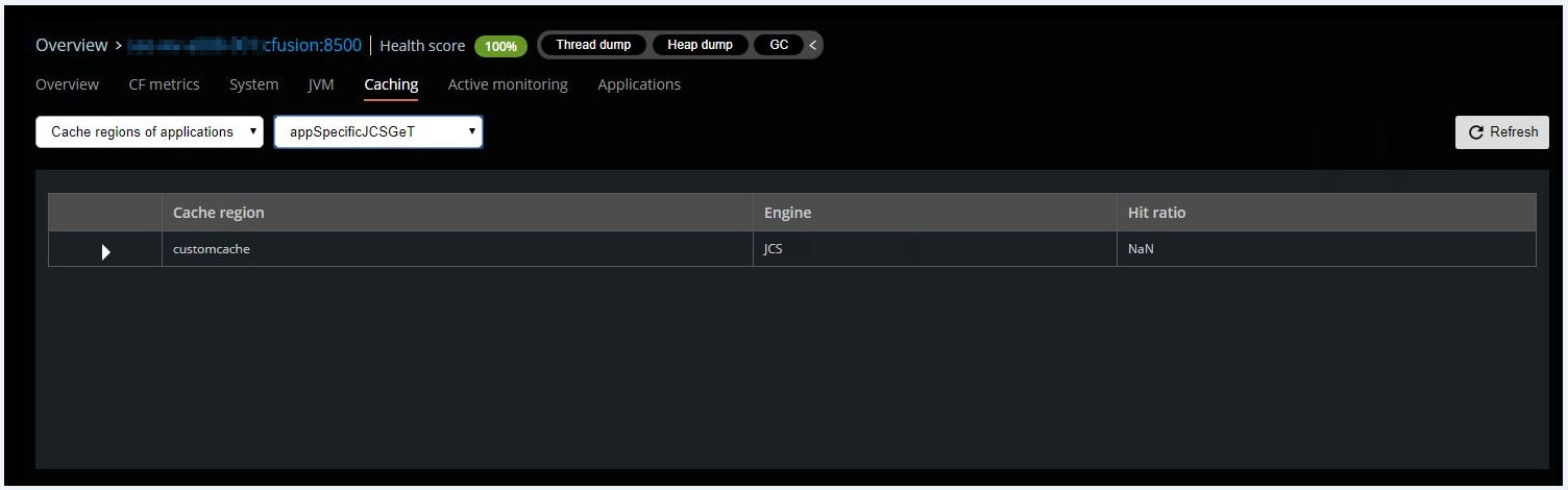 Cache regions of application