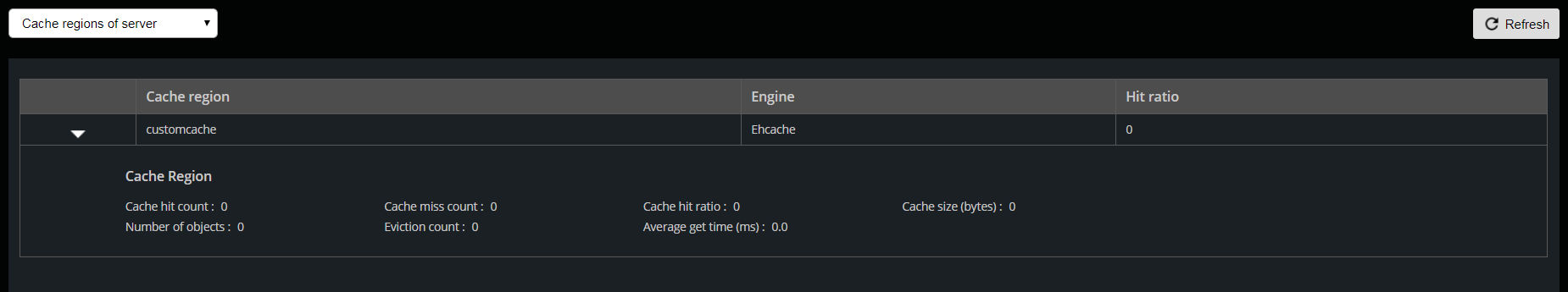 Cache regions of server