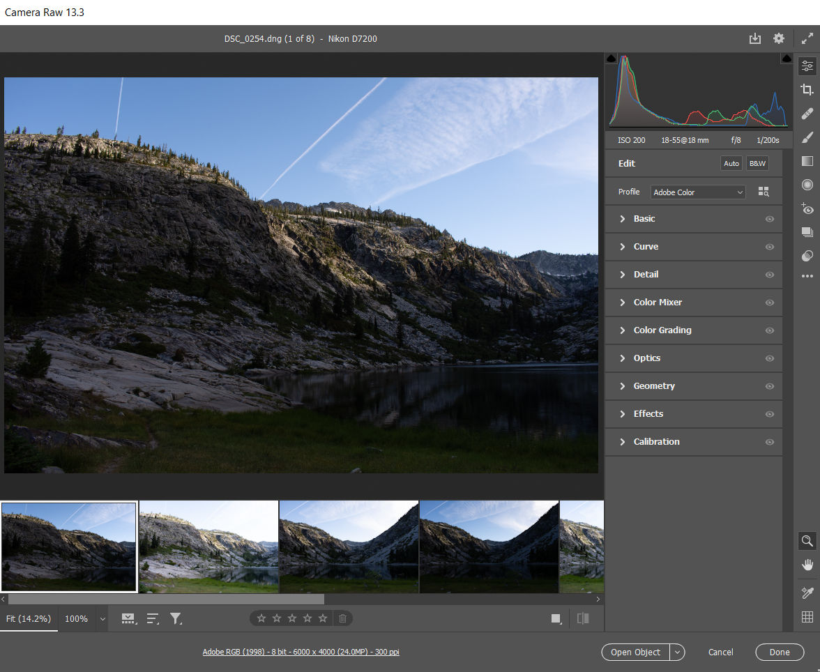 Рабочее пространство Adobe Camera Raw