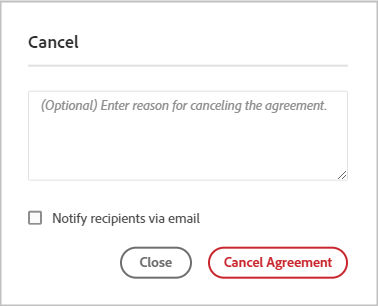 cancel agreement dialog