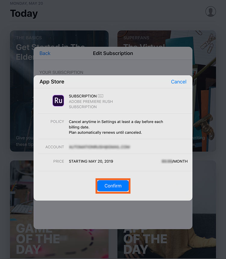 Canceling your Premiere Rush subscription