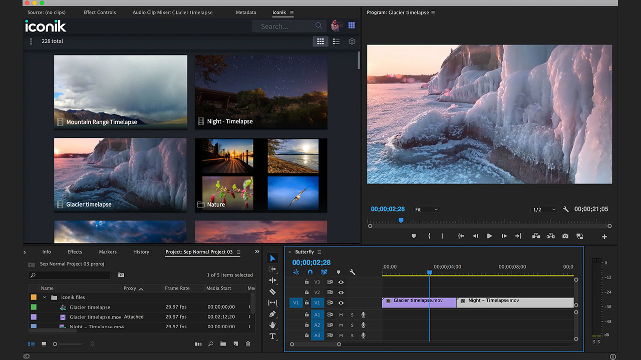Cantemo Iconik provides access to media which can be dragged onto the Timeline in Premiere Pro.