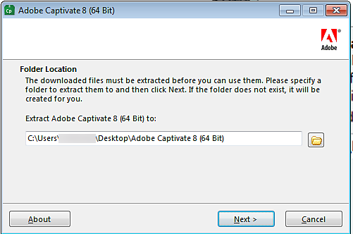Choose a destination to extract the files to
