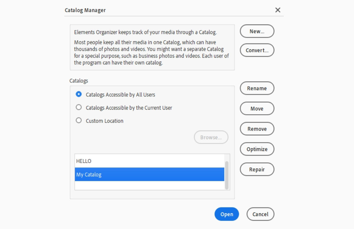 Catalog Manager (Windows OS)