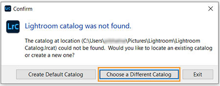 Choose a different catalog to open.