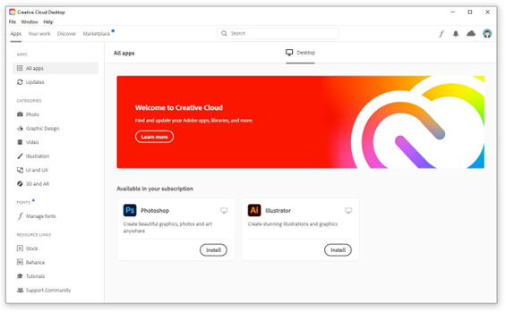 Creative Cloud desktop app