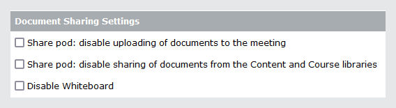 Document sharing settings screen