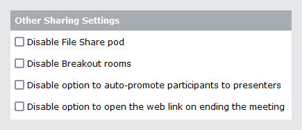 Other sharing setting not on other screens