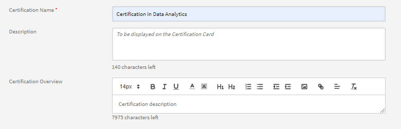 Rich text in a Certificate