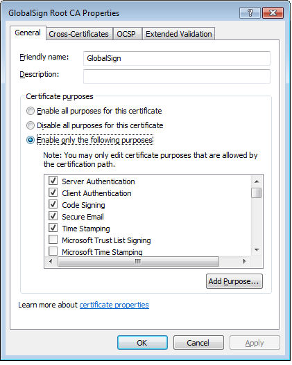 GlobalSign Root CA Properties