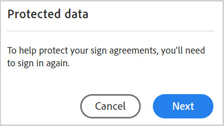 Select Next on Protected data dialog.