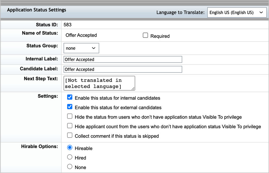 Acrobat Sign for SAP SuccessFactors: Change job application status