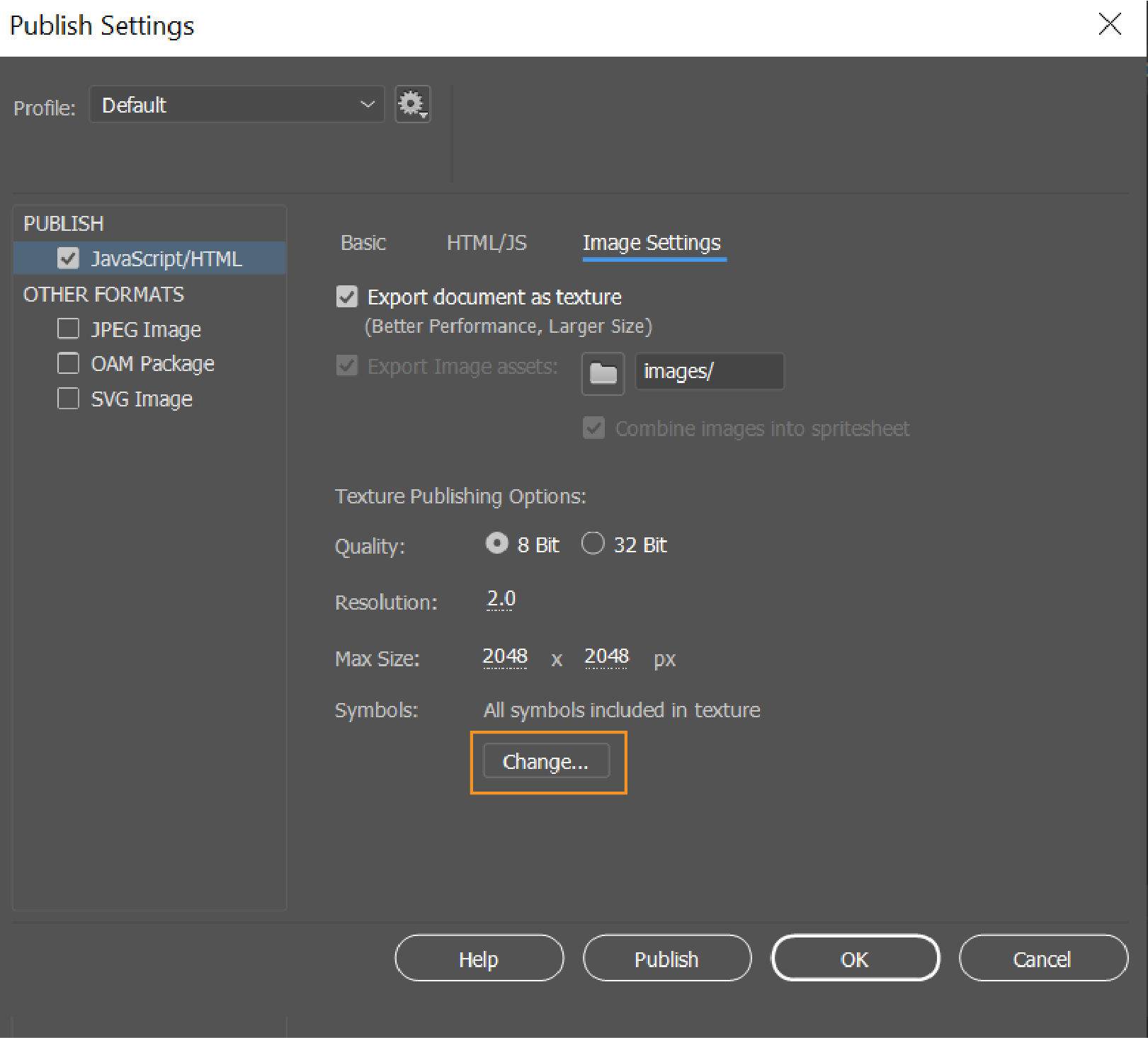 Change partial symbol selection