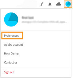 סמל גלגל שיניים ביישום Creative Cloud למחשבים שולחניים