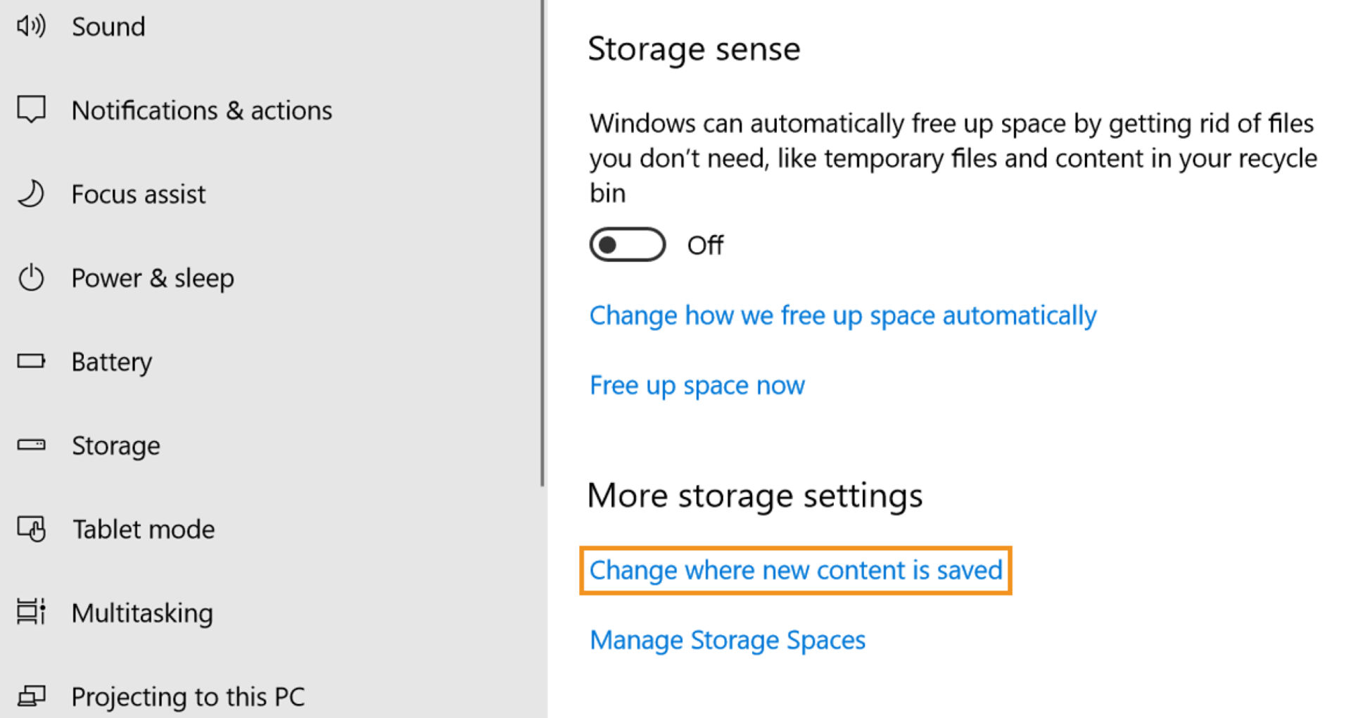 Change where new content is saved