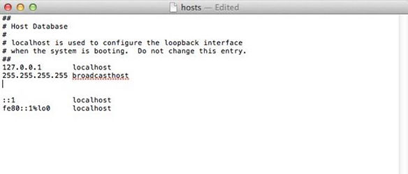 Changed hosts file macOS