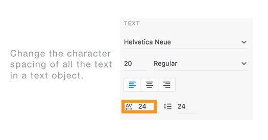 텍스트 오브젝트의 텍스트에 대한 문자 간격 변경