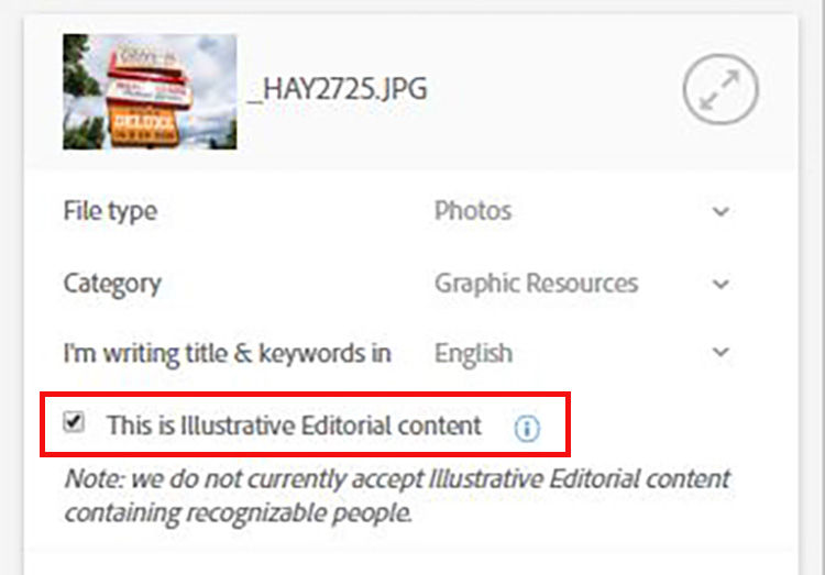 "This is Illustrative Editorial content" visibly in portal is an indication you can submit. 