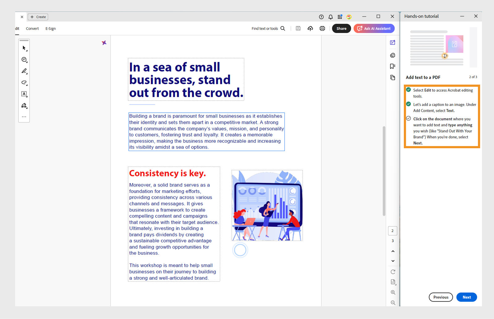 Tick marks are shown for your completed actions in the Help tutorial.