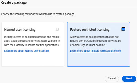 Feature Restricted Licensing