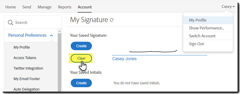 Clear my signature
