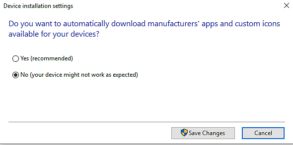 Changing your device installation settings