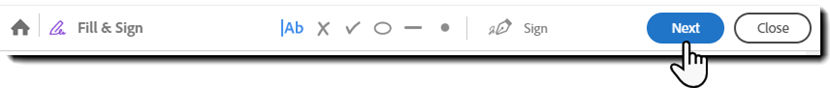 Click Next on the Fill & Sign toolbar