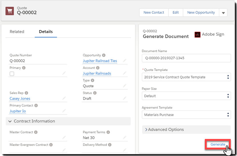 Click the Generate button in the LX component