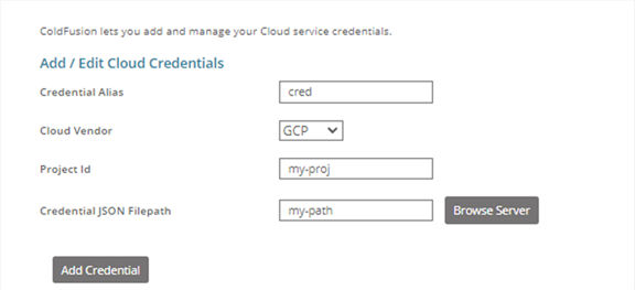 add/edit cloud credentials