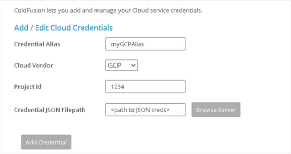 Set credentials for Cloud Services