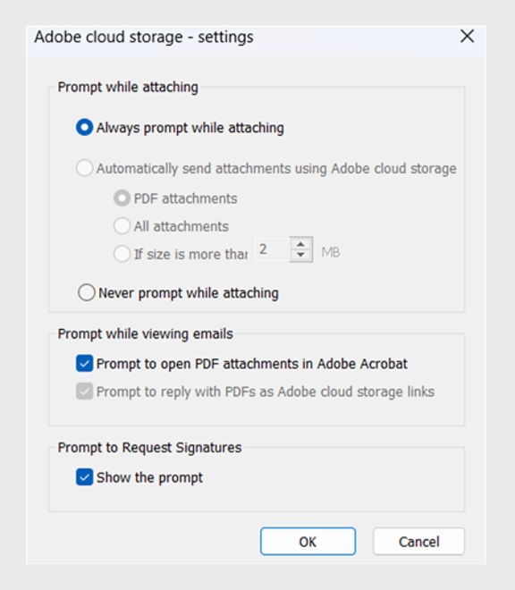 Adobe Document Cloud settings