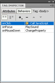 dreamweaver.behaviorInspector.setSelection(2)
