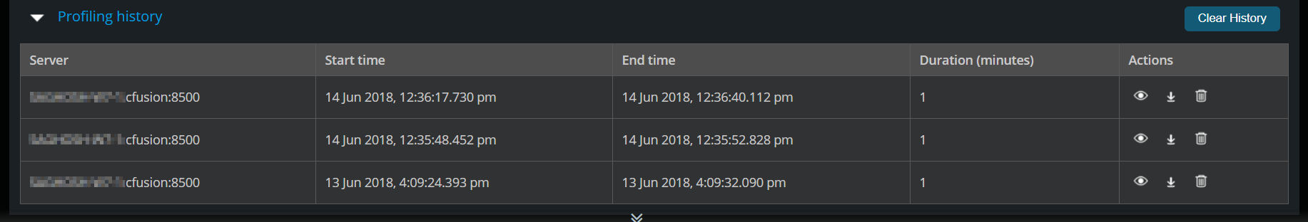 Code profiling history