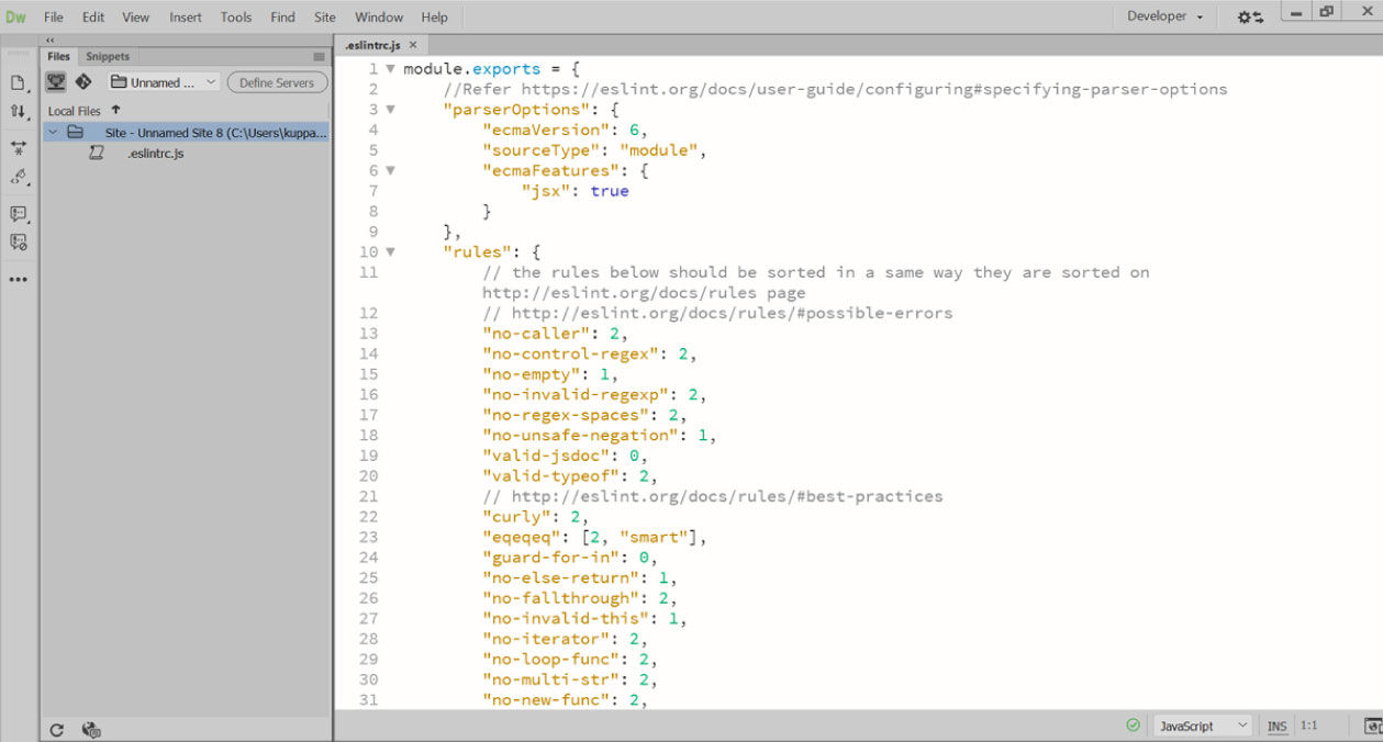 .eslintrc.js configuration file 