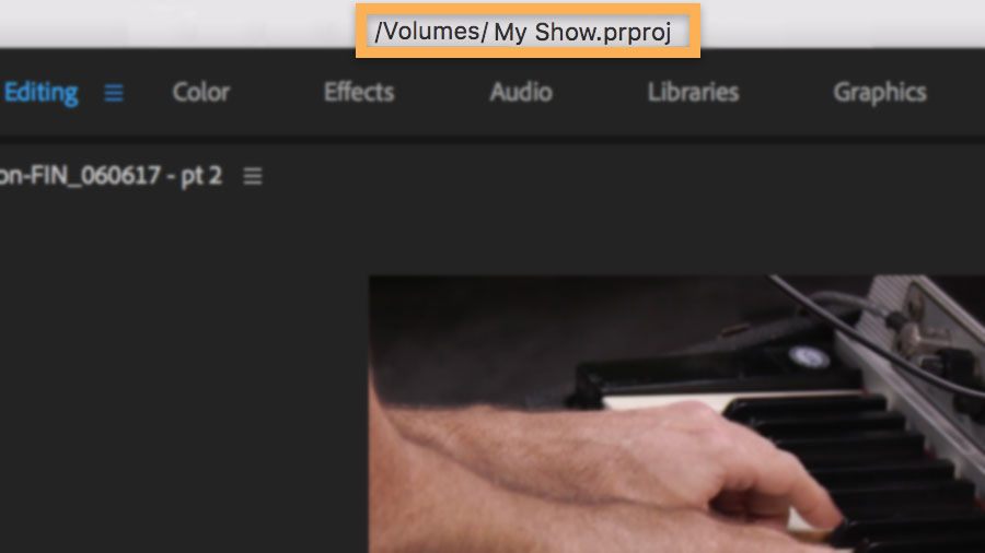 When multiple Premier Pro projects are open, the current project’s name appears at the top of the interface.