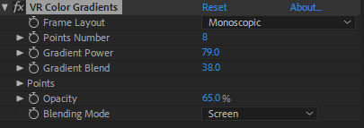 VR Color Gradient settings