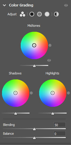 The Color Grading controls in Camera Raw