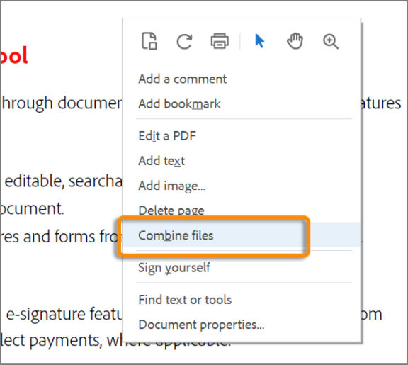 Combine files from the right-click context menu