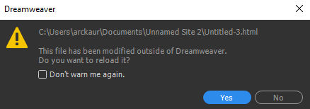 Mensaje cuando los archivos se modifican mediante CLI